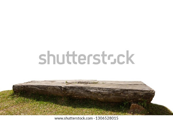 Wooden Bench Table Made Tree Trunkson Stock Photo Edit Now