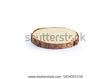 Wooden beverage coaster isolated on white background. Abstract Wood pad for put your mug. ( Clipping path )