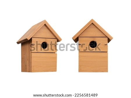 wooden bird house isolated on white background