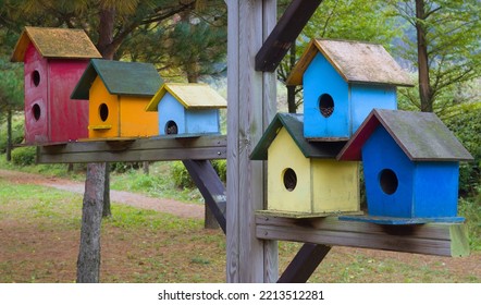 Wooden Birdhouse In The Garden.