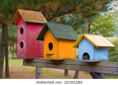 Wooden Birdhouse In The Garden.