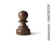 Wooden black pawn isolated on white background. Management or strategy concept.