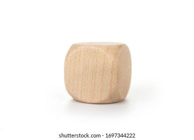 Wooden Blank Dice On A White Background