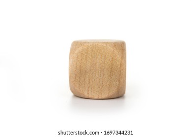 Wooden Blank Dice On A White Background