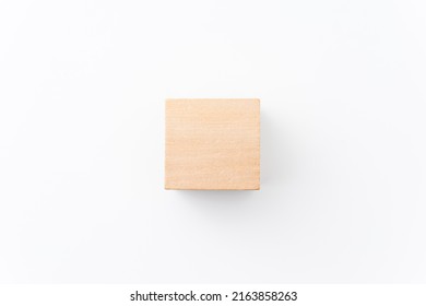 wooden, block, box concept with wood cube isolated on white background, for mock up, top view layout.