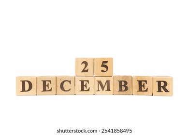 wooden block calendar date December 25 white background, Christmas 20. Hanukkah. Christmas Day. Zagreb Advent 20 - Powered by Shutterstock