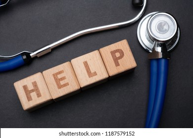 Wooden Block Form Word Help Stethoscope Stock Photo 1187579152 ...