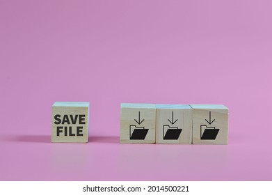 Wooden Block With Save File Or Save Folder Symbols