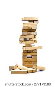 Wooden Block. Tower Game With A Wooden 