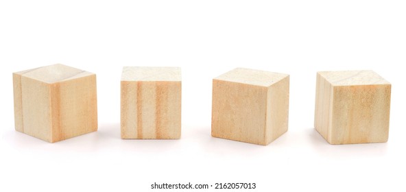 Wooden blocks with geometric cubes isolated on white background. toys for toddlers. with clipping path.