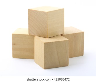 Wooden blocks are isolated on white background.