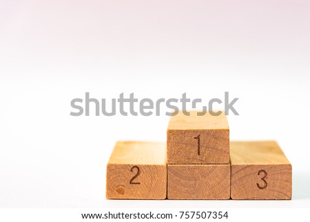 Wooden blocks with numbers 1 2 3 isolated on white background