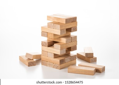 Wooden blocks stacked on a white background - Powered by Shutterstock