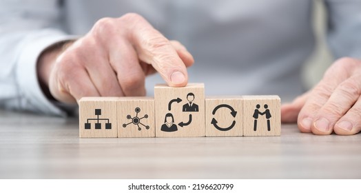 Wooden Blocks With Symbol Of Business Transition Concept