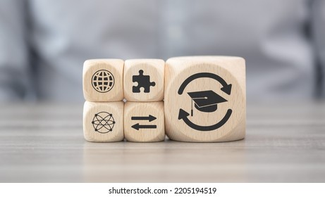 Wooden Blocks With Symbol Of Knowledge Sharing Concept