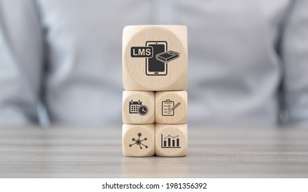Wooden Blocks With Symbol Of Lms Concept