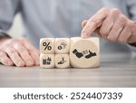 Wooden blocks with symbol of personal loan concept