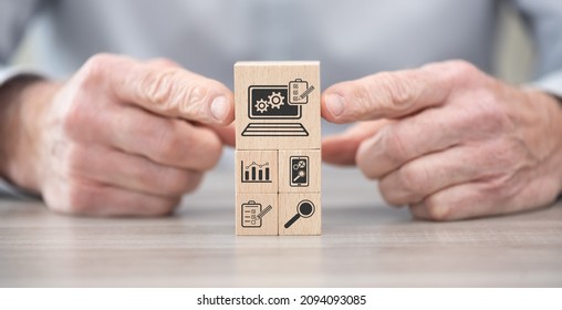 Wooden Blocks With Symbol Of Software Testing Concept