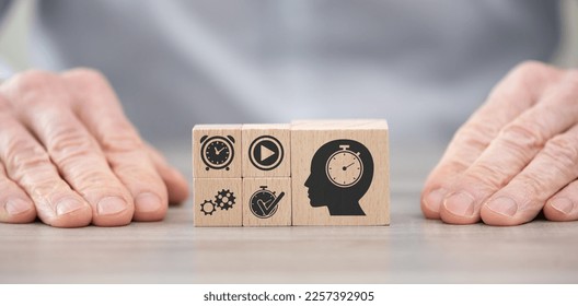 Wooden blocks with symbol of time management concept - Shutterstock ID 2257392905