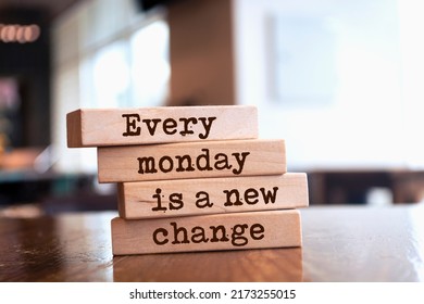 Wooden blocks with words 'Every Monday is a new change'. - Shutterstock ID 2173255015