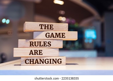 Wooden blocks with words 'The Game Rules Are Changing'. - Shutterstock ID 2235138335
