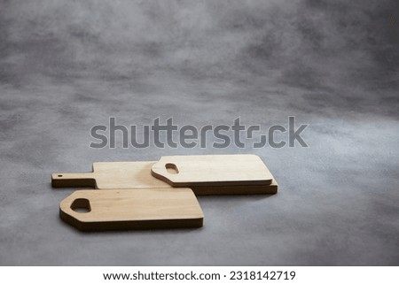 Wooden board on marble grey background. wooden tray Props decoration background for food photography styling photshoot.