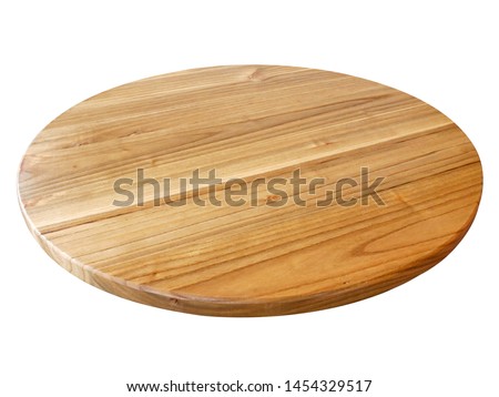 Wooden board on white background,Circle wood plate isolated