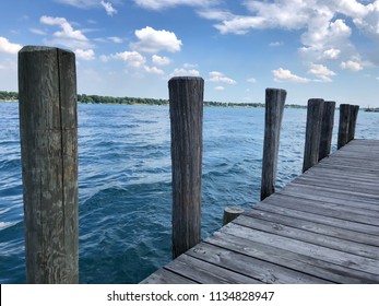 Wooden Boat Dock On Lake St Clair