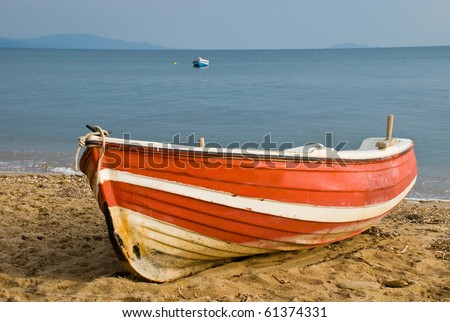 Wooden boat on beach