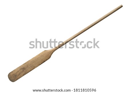 Wooden boat paddle (with clipping path) isolated on white background