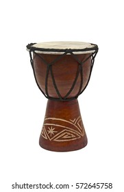 Wooden Bongo Drum Isolated Over White