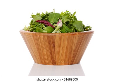 Wooden Bowl Of Mixed Salad