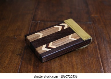 Wooden Box With Card Holder Inside Made Out Of Wood