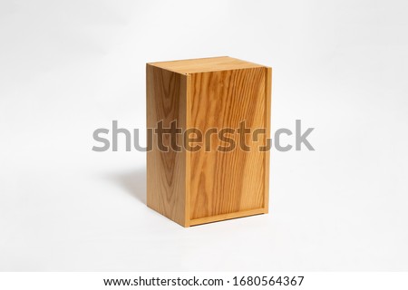 Wooden Box Casket Mock up on white background.High resolution photo.Alcohol box.