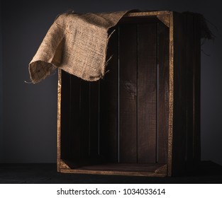 Wooden Box On A Dark Background