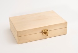 Wooden Box On White Background. Wooden Box Mockup. Multipurpose Box. Isolated. 
