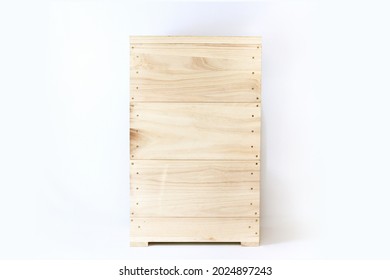 Wooden Box On White Background, Beehive