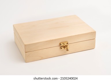 Wooden box on white background. Wooden box mockup. Multipurpose box. Isolated. 