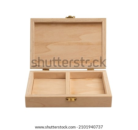 Wooden box on white background. Wooden box mockup. Multipurpose box. Isolated. Clipping Path.

