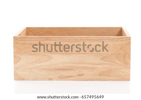 Wooden box on white background isolated