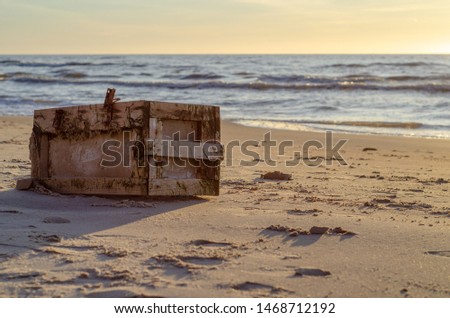 Wooden box that comes from the sea. 