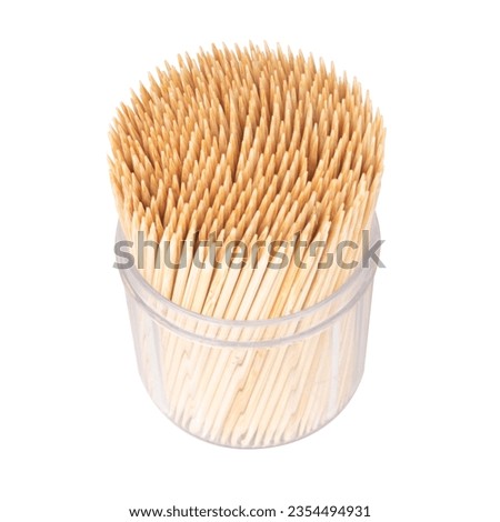 wooden box toothpick isolated on white background.