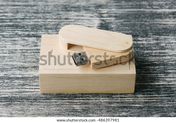 Wooden Box Usb Stick Packaging Usb Stock Photo Edit Now