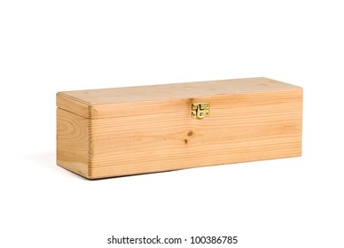 Wooden Box For Wine On White Background.