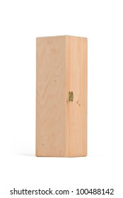 Wooden Box For Wine On White Background.