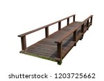 wooden bridge across the canal isolated on white background with clipping path
