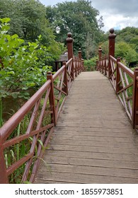 Wooden Bridge In A Bryngarw Country Park