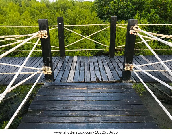 Wooden Bridge in the Forest, Wooden Walkway in\
the forest.