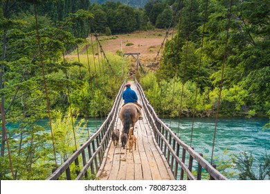 Wooden bridge at Futaleufu, Patagonia -
Chile. - Shutterstock ID 780873238