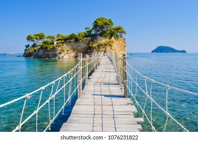 Wooden bridge to the island Cameo, Zakynthos, Greece. - Shutterstock ID 1076231822